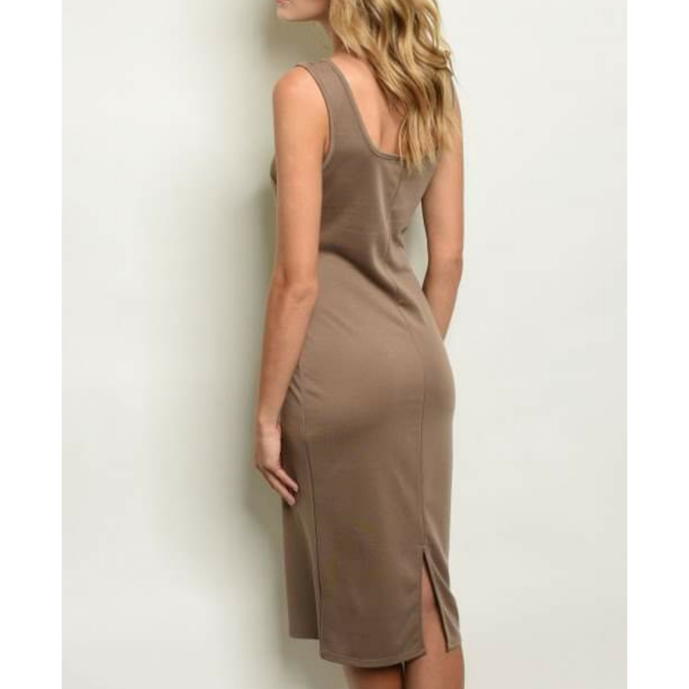 Aria Basic Tank Midi Dress (Mocha) - Picture 3 of 3